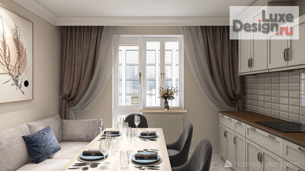 Дизайн интерьера двухкомнатной квартиры "2х комнатная квартира для семьи" (фото 4)