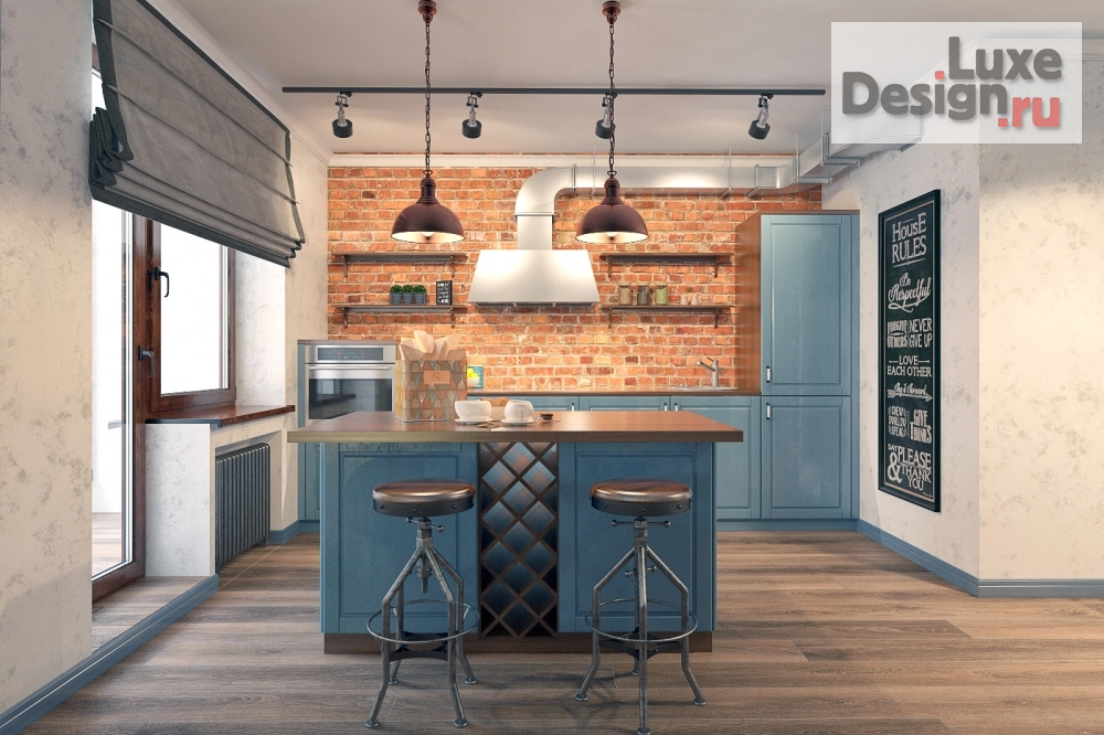 Дизайн интерьера двухкомнатной квартиры "Лофт. Гавань для двоих" (фото 4)