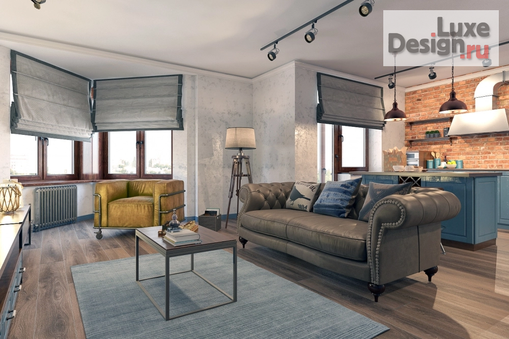 Дизайн интерьера двухкомнатной квартиры "Лофт. Гавань для двоих" (фото 1)