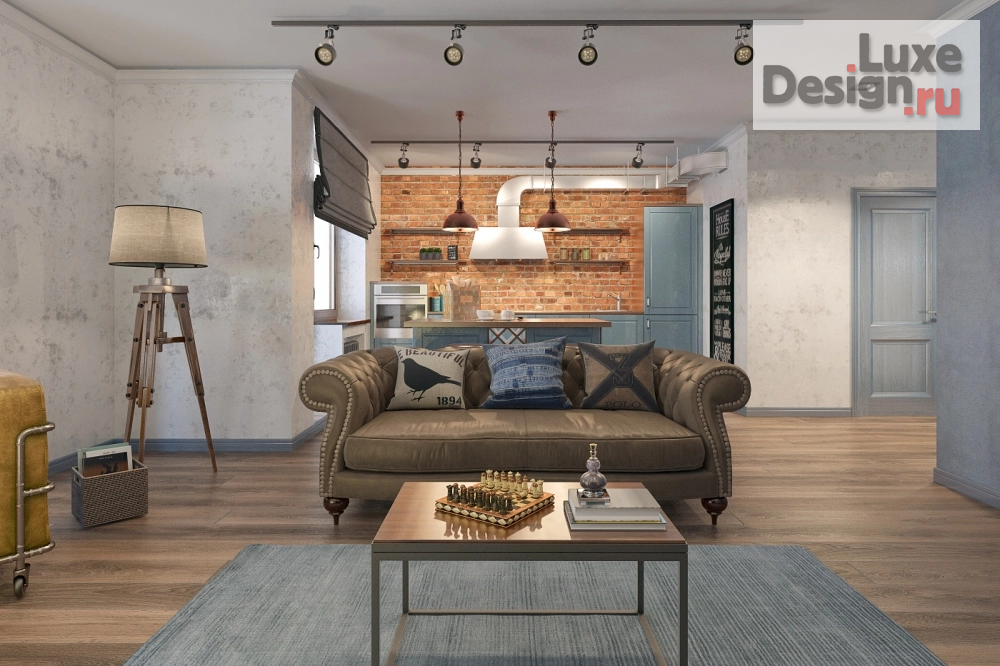 Дизайн интерьера двухкомнатной квартиры "Лофт. Гавань для двоих" (фото 2)