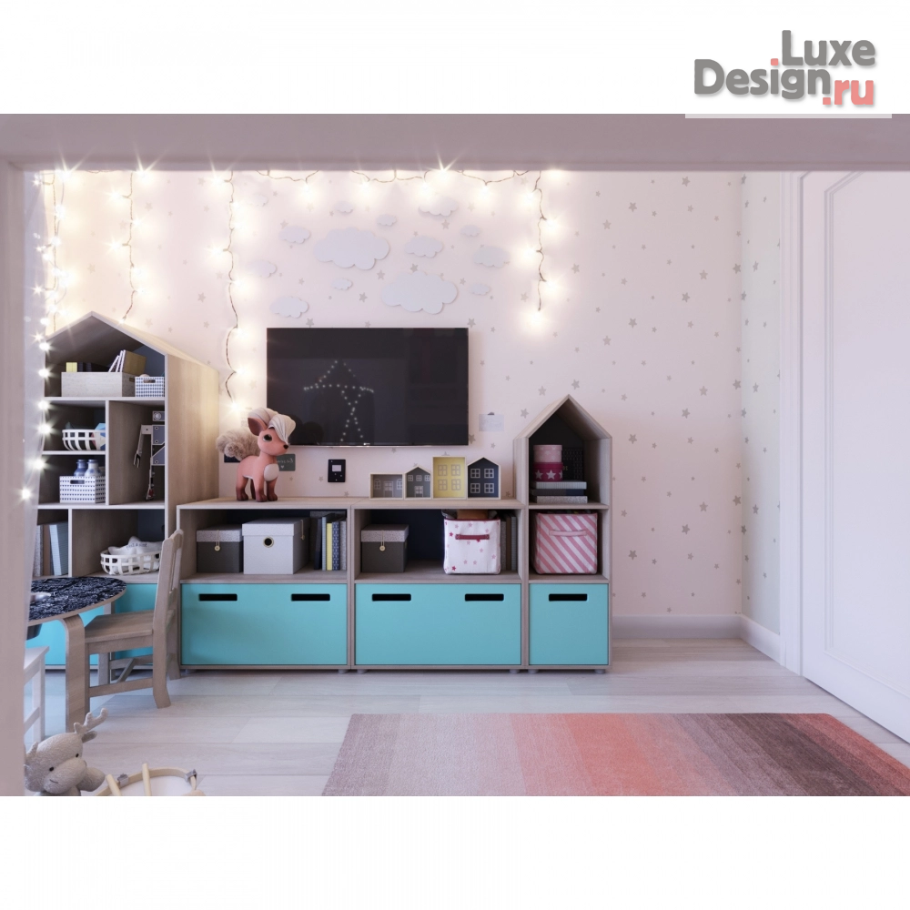 Дизайн интерьера детской "Визуализация мягкой и нежной детской" (фото 2)