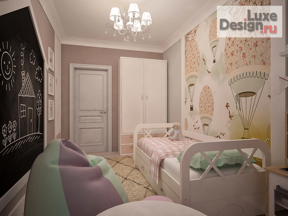 Дизайн интерьера трехкомнатной квартиры "Детская комната для девочки" (фото 2)