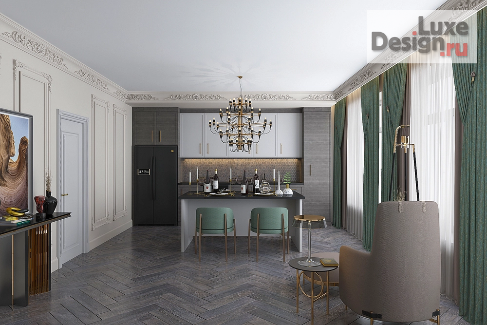 Дизайн интерьера коттеджа "Современная классика" (фото 3)