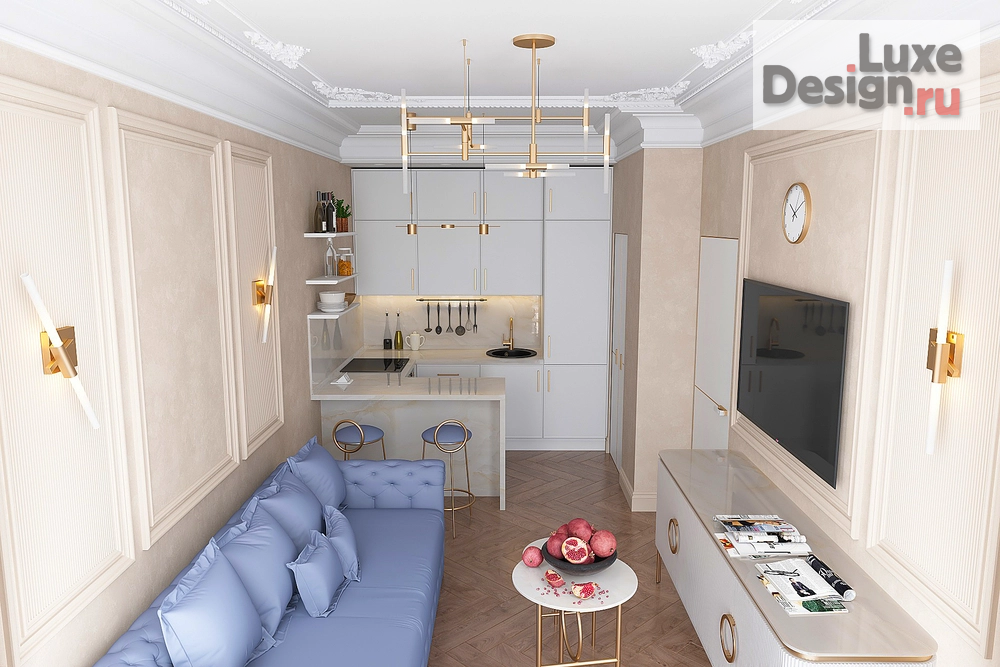 Дизайн интерьера однокомнатной квартиры "Breath of color" (фото 4)